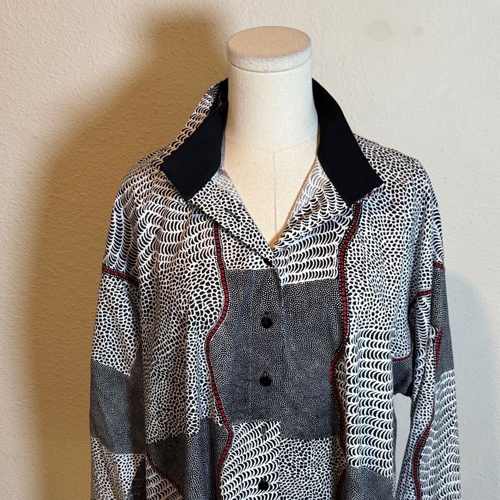 NWT Staples Button-Up Boxy Dolman Sleeve Blouse Oversized size Medium - Picture 3 of 15